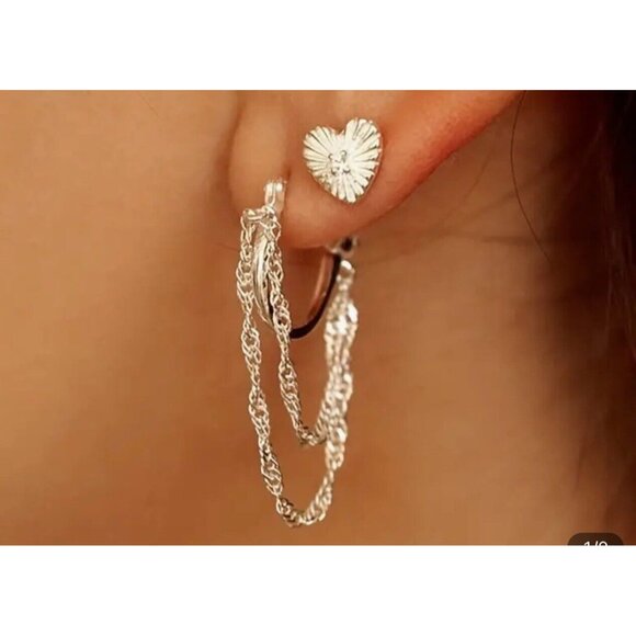 Elegant Copper Silvery Chain Earrings Dangle Movement Party Everyday Sexy - Picture 3 of 3